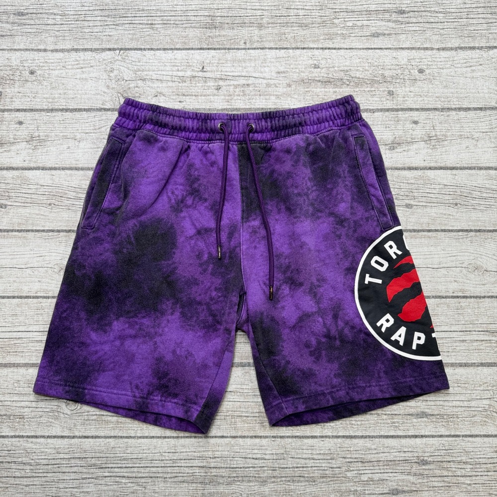 NBA Toronto Raptors Shorts Men's Medium Purple Tie Dye Fleece Athleisure Sporty